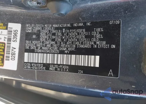 2010 Toyota Sienna Ce from USA, damaged, VIN 5TDKK4CC9AS306225